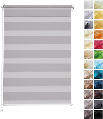 Rettika Doppelrollo ohne Bohren, klemmfix - Grau, Breite: 140cm, Höhe 150 - Rollos für Fenster ohne Bohren, Fenster rollos für innen, Duo Rollo
