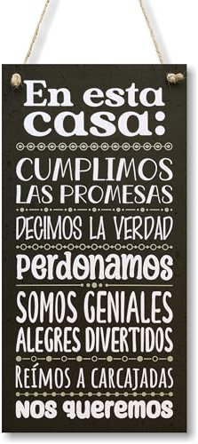 CARISPIBET A quien madruga décoracion para el hogar adorno colgante decorativo para la cocina placa decorativa 30 x 15 cm (En esta casa)