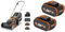 WORX WG743E Akku-Rasenmäher 40V & WA3553.2 PowerShare 2 X 4000 MAh Werkzeugakkus 20V - Wiederaufladbar - Für Alle WORX Elektro- & Gartengeräte