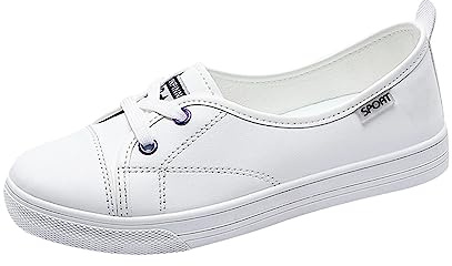 Dinglong Chaussures Décontractées Plates Mode Cuir Confortable Petites Blanches Tennis pour femme - Sneakers Sport Femme - Taille 37 EU - Blanc