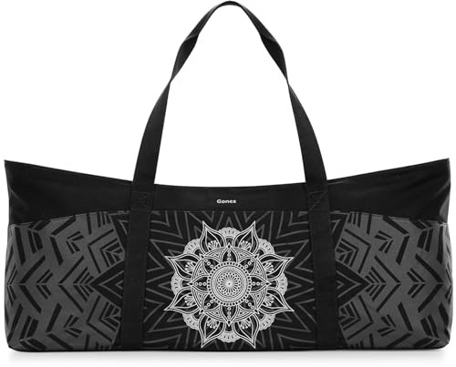 Gonex Sac de Yoga en Toile Grande Capacité, Sac de Sport Femme avec Poche Imperméable et Fermeture Éclair Métal, pour Tapis et Blocs, Idéal Yoga, Pilates, Voyage