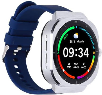 WOHPNLE Smartwatch con Auricolari, Fitness Tracker da 1,46 Pollici, risoluzione 360x360, Bluetooth, Chiamata, Impermeabile, Sport, Sonno, smartwatch per la Corsa (Blue)