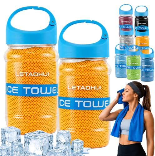 2PCS Cooling Towel (40x12), Cooling Towels for Hot Weather, Microfiber Ice Cool Towel for Neck, Gym Towels for Men & Women, Sports Gift for Golf, Tennis, Running, Marathon Runner, Triathlon, Fitness