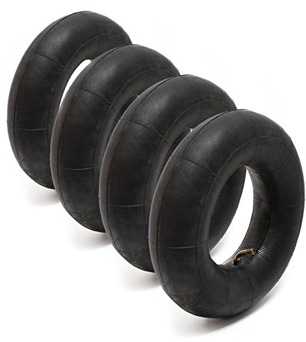 Wiltec 4x Standard Schlauch für Reifen Größe 3.50-4, bis 100 kg Traglast, mit abgewinkeltem Ventil TR87 für Schubkarren, Sackkarren und E-Scooter