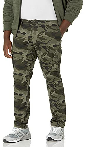 Amazon Essentials Pantalón corto cargo, elástico y de corte clásico (disponible en tallas grandes y largos especiales) Hombre, Verde Camuflaje, 32W / 32L