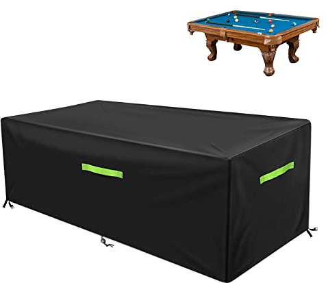 GEMITTO 7/8/9 ft Pool Table Cover, Waterproof Billiard Cover Polyester Fabric for Snooker Billiard Table (102x53x32in) Black