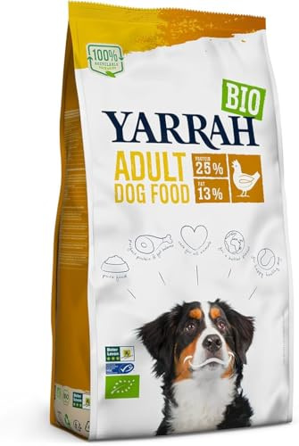 YARRAH Adult Nahrhaftes Bio-Trockenfutter für Hunde – für alle Erwachsenen Hunde | Exquisite Biologische Hundebrocken mit Huhn, 15kg | 100% biologisch & frei von künstlichen Zusätzen