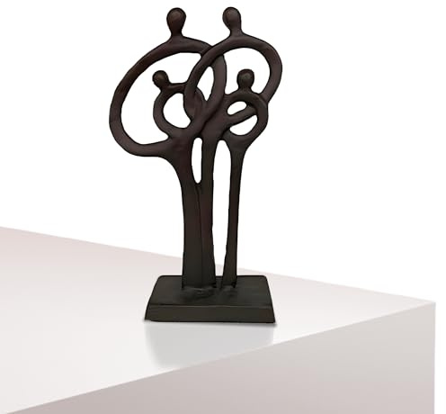 Wedding Bronze Statue 8,5 Inch - Cast Iron Sculptures and Statues for Home Decor - Aniversity Gifts for Men - Metal Art Decorative Objects - Cast Iron Sculpture - Contemporary Family of 4 Ring of Love