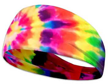 Kuiaobaty Farbiges Batik-Stirnband für Damen – Herren-Sport-Schweißband, Hippie-Buntes Bandana, Turban-Haarbänder, Schweißband