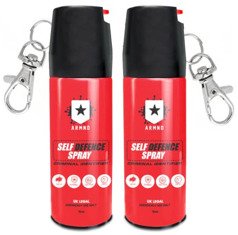 ARMND Self Defence Spray Criminal Identifier Spray TWIN PACK for Personal Protection - UK Legal Pepper Spray Alternative for Men & Women with UV Marking & Keychain 15ml