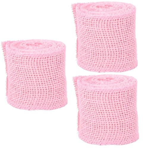 Tofficu 3St Juteband aus Sackleinen weihnachtsverpackungsband Geschenkband für Weihnachten olivgrünes Sackleinen verdrahtetes rustikale schöpfrahmen rosa Sackleinenband