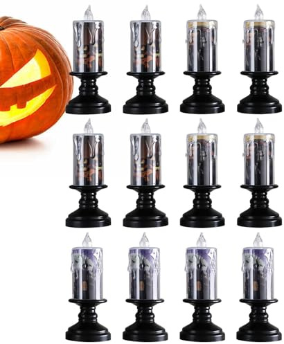 Arrovarp Flameless Candles Battery, Halloween Flameless Candles | Led Taper Candles, Battery Powered Candle Sticks for Valentine Home, Wedding Birthday