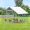 Eldzenith Hühnerstall, 6 m² Lauffläche, Bieten Ihre Geflügel EIN Sicheres & Komfortables Zuhause im Freien, Freilaufgehege mit Sonnendach & PVC Gitter, Tür mit Verriegelung, aus Stahl (2 x 3 x 2 m)