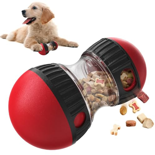 Interactive Dog Food Dispenser, Rolling IQ Puzzle Treat Toy With Adjustable Food Dispensing for Boredom Reduction and Mental Stimulation