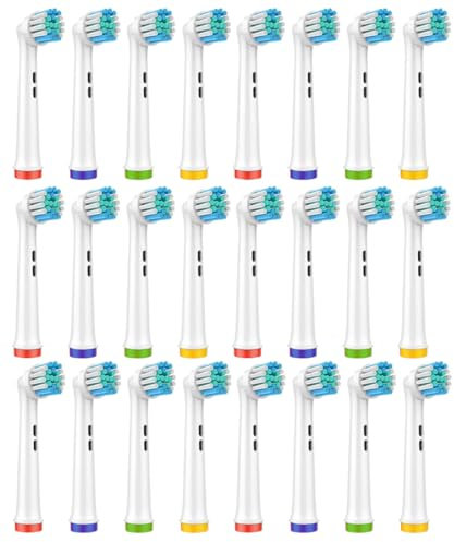 Cosity 24 Stück Aufsteckbürsten kompatibel mit OralB und Braun Elektrische Zahnbürsten Pro, Vitality, Genius, Professional Care, Smart, Triumph, Trizone, AdvancePower Series, Weiß