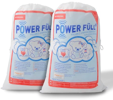 POWER FÜLL Füllwatte |1,25 kg Stopfmaterial | Füllmaterial für Stofftiere & Kissen | Waschbar bei 95°C | (1.25, Kilogramm)