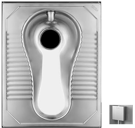 Squat Pot, Toilette in Acciaio Inossidabile per Palestre, Progettate per Risparmiare Acqua a Montaggio a Pavimento,E