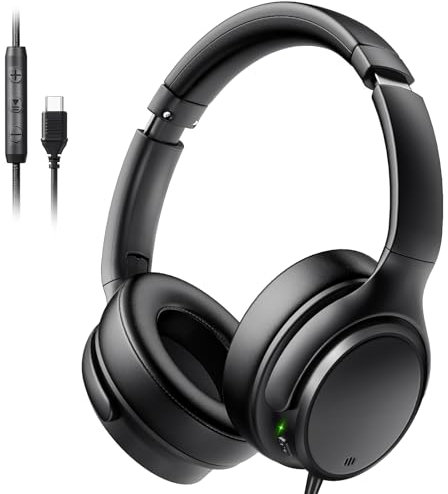 INFURTURE Casque Supra-auriculaire Filaire USB C/Type-C, Casque antibruit avec Micro, 28 DB ANC, léger 195 g, Casque Filaire pour Commutation/Voyage/Bureau/Ordinateur Portable/Ordinateur/Tablette