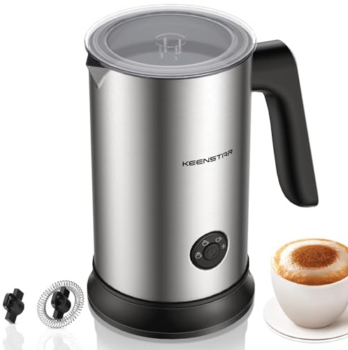 Keenstar Electric Milk Frother, Automatic 4-in-1 Milk Steamer Warm or Cold Foam Maker for Latte, Cappuccino, Stainless Steel Milk Warmer with Temperature Controls
