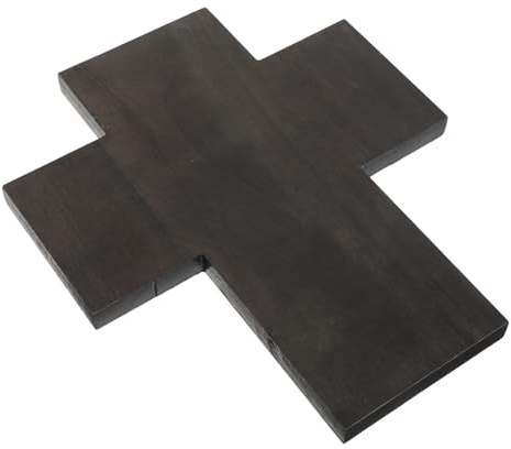 SMASOLO Vassoio la Prima Comunione in Legno Nero 26x22x1,5 Cm Croce Battesimale Incisa, Piatto Cerimoniale per Battesimo e Decorazione Religiosa da Tavolo