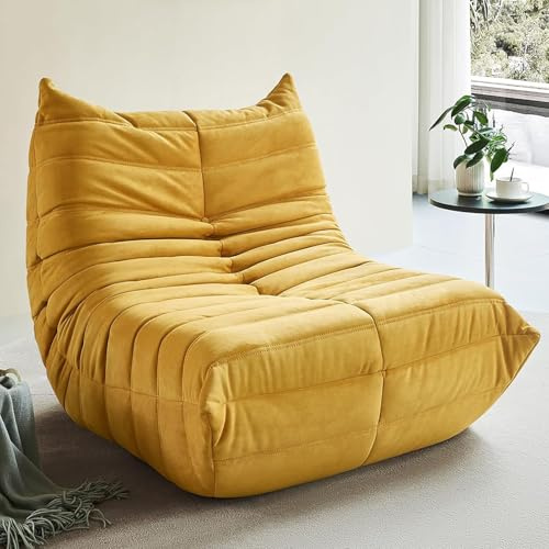 Fucxeoy Poltrona a sacco angolare, poltrona a sacco per caminetto, comodo divano da pavimento, design ergonomico, poltrona singola, senza braccioli, per soggiorno, camera da letto, dormitorio, salone