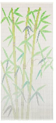 Teenpull Rideau de porte en bambou 90 x 200 cm avec 90 brins de bambou, moustiquaire naturelle, pour porte de balcon, terrasse, salon, réglable, silencieux