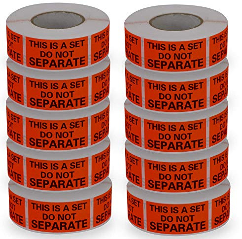 BETCKEY - Red Warning Shipping Packing Labels/Stickers, This is A Set DO NOT Separate, 25mm x 50mm, 10 Rolls/5000 Labels