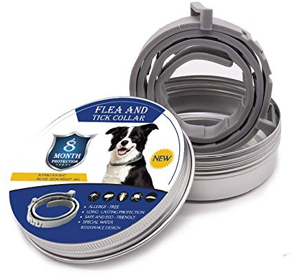 Collier Anti-puces et Anti-tiques pour Chien et Chat,Traitement Anti Tique et Puce, Étanche pour,Taille Réglable, Protection 8 Mois,1 Paquet(Grand)