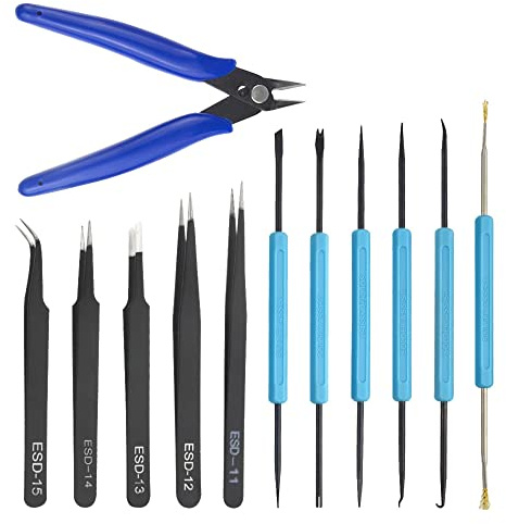 XINMEIWEN Professional Solder Assist Tool Solder Auxiliary Tool Double Sided Aid Repair Soldering kit with Wire Cutter for Soldering and Desoldering (12 Pieces)
