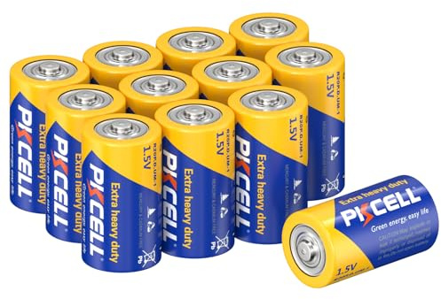 PKCELL 12 Pack D Batteries, R20P 1.5V D Size Non-Rechargeable Batteries, Long-Lasting Power Super Heavy Duty Battery for Flashlights, Remotes, Clocks, Game Controllers, Shavers