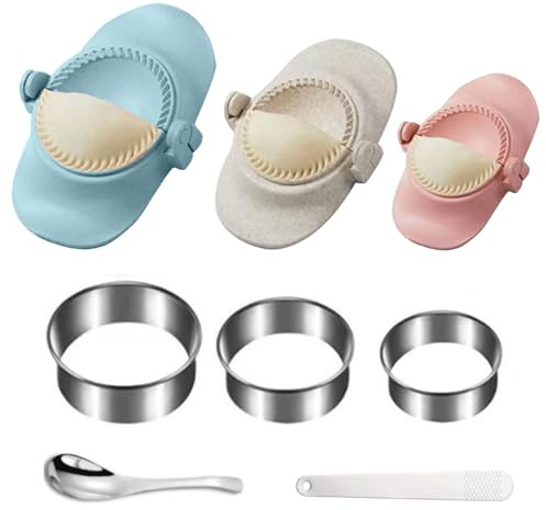 8Pcs Dumpling Maker Press, Dumpling Mold 3 Sizes Empanada Maker Press with Pasta Cutter, Pastry Press Mould Meat Pie Cutter Ravioli Mould for Kitchen Home Family Gathering Picnic