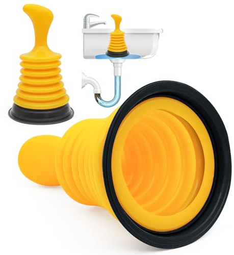 Mini Pömpel Pümpel, Pömpel Klein 18cm, Pömpel Abfluss, Saugglocke Abfluss, Kleiner und Leistungsstarker, Plunger mit Faltenbalg für Waschbecken Badewanne Bad Küche