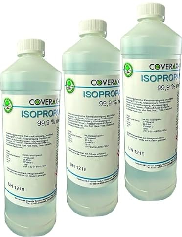 Coverax IPA – Isopropanol 3 x 1 Liter Flasche 99,9% zu Reinigung und Entfettung – reine Qualität