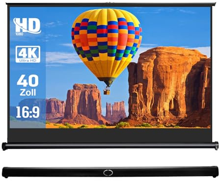 IN&VI Tragbare Leinwand Beamer 40 Zoll,Pull-Up Beamer Leinwand mit Ständer für Camping,Heimkino,Schule,Treffen