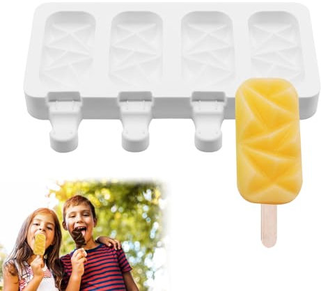 Stampi per Gelato in Silicone, 4 Stampi per Gelato, Forma con Diamante, DIY Formine Ghiaccioli Riutilizzabili, Per Ghiaccioli per per Bambini Adulti Realizzare Ghiaccioli al Gelato