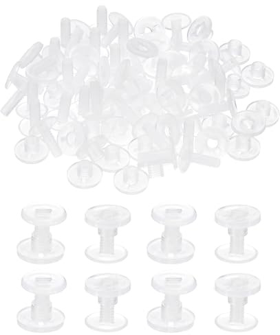 PATIKIL 15mm Chicago Screws, 40 Sets Plastic Chicago Screw Binding Post Screw Rivets Post for Leather Belt Scrapbook Photo Albums, Clear