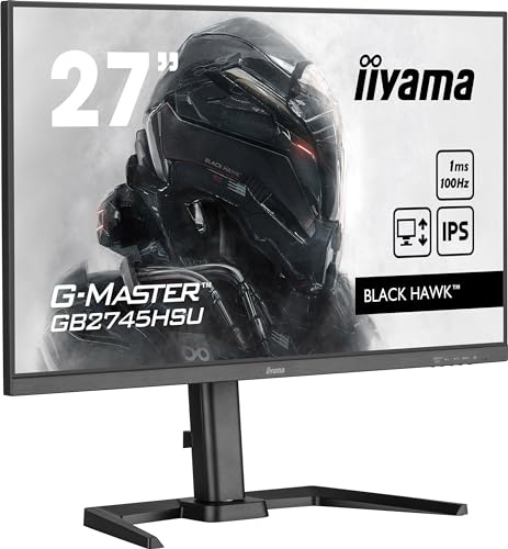 iiyama Ecran G-Master Black Hawk, GB2745HSU-B2 IPS, 1920x1080@100Hz, 1ms, 300cd/m², 1300:1, Haut-parleurs, 1xHDMI, 1xDisplayPort, USB HUB (x2), réglable en Hauteur, Black Tuner, i-Style Colour