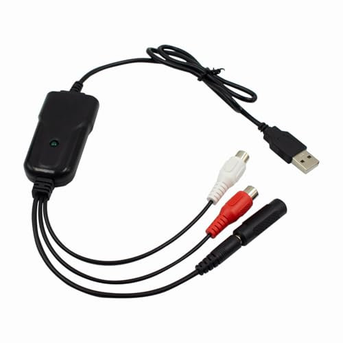 Wiistar USB2.0 Audio Capture Card RCA L/R+3.5mm Audio to USB up to 96kHz Wave/MP3 for Tape MD CD Player Phono Laptop