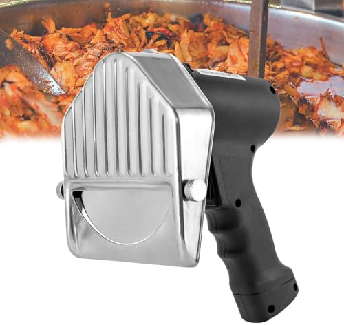 Coltello elettrico per shawarma, coltello professionale per kebab turco da 80 W, taglierina commerciale per giros in acciaio inox, affettatrice per carne per kebab con 2 lame, spessore regolabile da