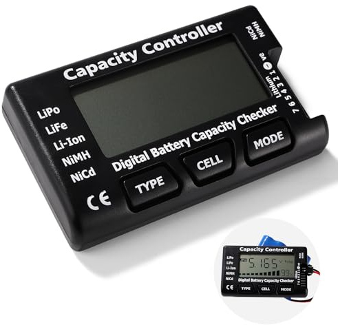 Lyeteung RC Cellmeter 7 Digital Battery Capacity Checker, Digital Batterikontroll, Batterikapacitet Spänningstestare Controller Tester, för LiPo Life Li-ion NiMH Nicd-batteri
