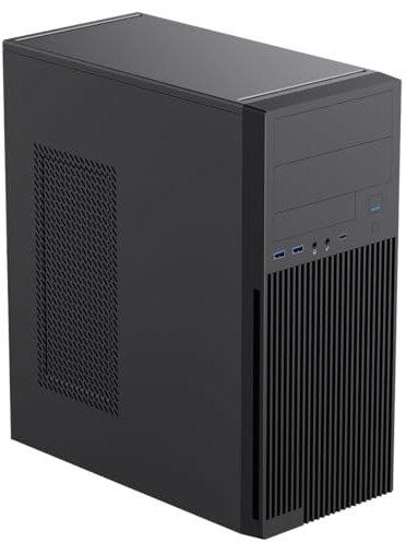 Enterprise Mid ATX Business PC Case, For Schools/Offices Midi Tower Case With USB 3.0 And USB-C Ports, 500W PSU Fitted, Black