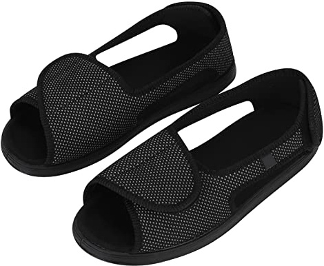 Chaussons pour Diabétiques Eté Printemps Chaussures Orthopédiques en Viscoélastique Réglables Chaussons à Large Ouverture Confortable pour Personne Âgée Soulagement Douleur au Pied pour Homme Femme