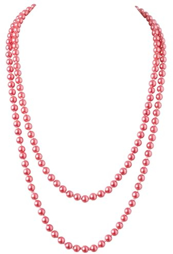 BABEYOND Halsband Herr Halsband Dam Set Långt Pärlhalsband Långt Halsband Kvinnor Pärlor Gatsby Tillbehör 20-tal, 150 cm, Glas