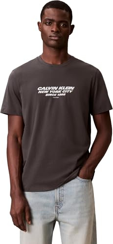 Calvin Klein Uomo T-Shirt Maniche Corte NYC Graphic con Logo, Nero (Pirate Black), M