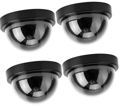 Telecamera Realistica di Sicurezza Falsa Fittizia con Luce a LED Lampeggiante per la Sorveglianza Domestica in - Telecamere a CCTV a CCTV a Cupola 4 Pacchi per Scoraggiare i Ladri Nei Magazzini