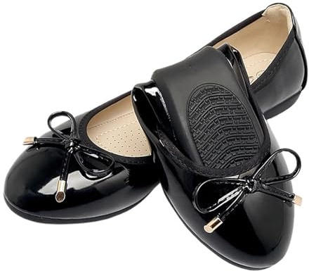 FonHNDG Scarpe da Donna Ballerine Pieghevoli Pelle Verniciata PU Primavera Estate Scarpe Basse da Donna Mocassini Moda Scarpe da Donna per Il pendolarismo e i Viaggi(2511 Black,40)