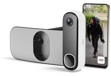 Arlo 2K Floodlight Überwachungskamera + Türklingel HD mit Kamera, Kabellos, Nachtsicht, Bewegungsmelder, LED Flutlicht, 2-Wege-Audio, Sirene, WLAN, Alexa-kompatibel, inkl. Secure Testzeitraum