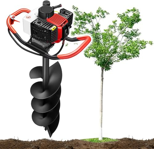 Trivella a gas a 4 tempi, 199 CC, con 3 punte da trapano per fattoria e giardino, trapano a terra portatile a benzina