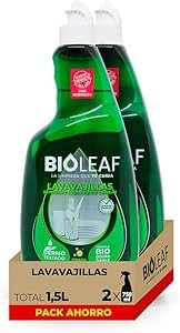 BIOLEAF–Lavavajillas Manual Pack 2×750 ml (1,5 L) – Detergente Concentrado Desengrasante – Vajilla Brillante y Aclarado Fácil – Biodegradable – Sin Disruptores Endocrinos