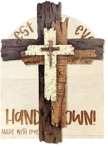 Träkors för vägg, vintage krucifix väggdekoration för religiösa tillfällen som påsk, jul och hem